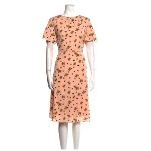 Tiana B. Womens Floral Print Dress Size 14 Peach With Black & Yellow Flowers